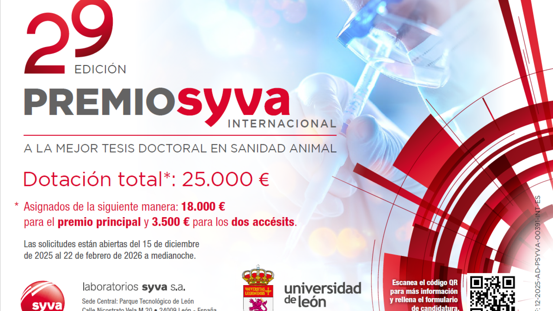 29ª edición del Premio Syva Internacional a la Mejor Tesis Doctoral en Sanidad Animal